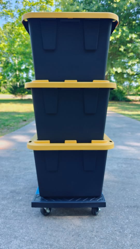 Toteally Tote Rentals — totes on tote dolly, ready to move